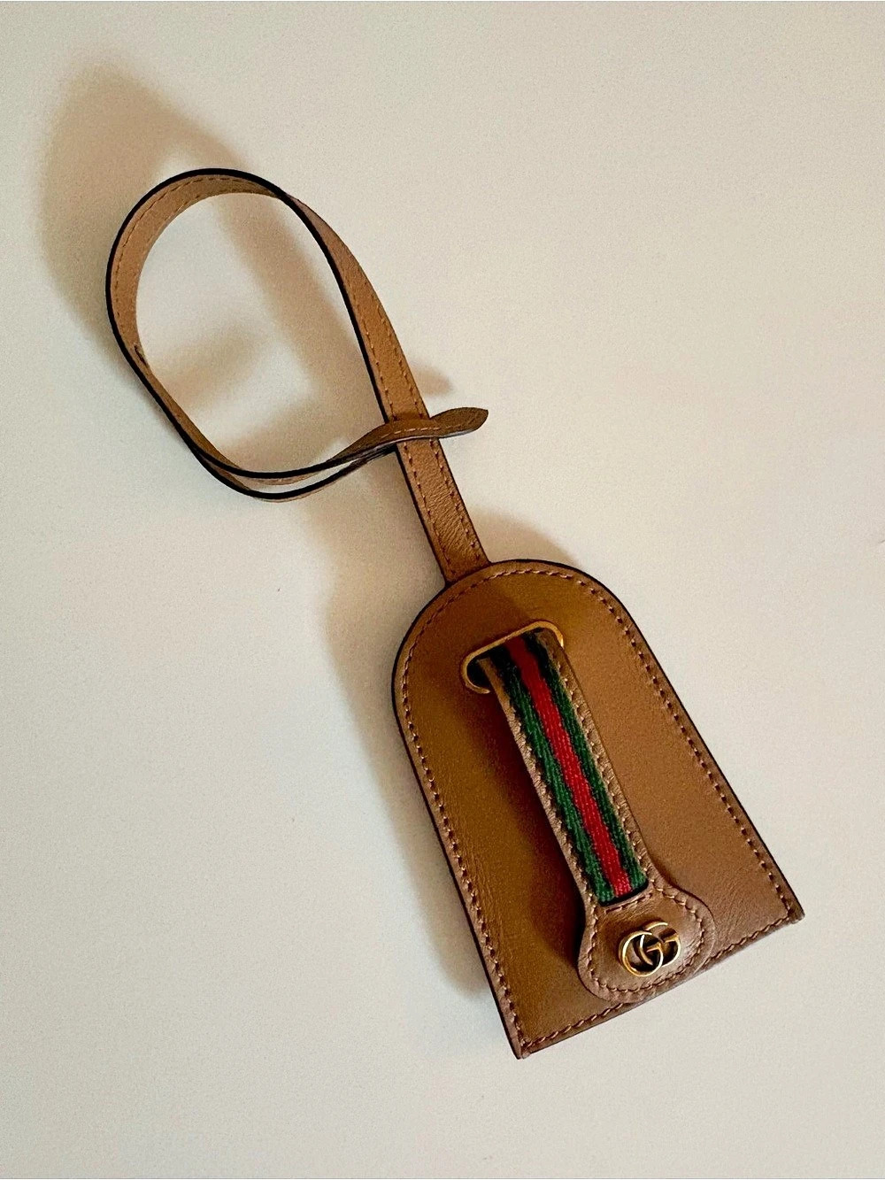GUCCI GG Marmont Smooth Leather Hang Tag Key Case in Brown